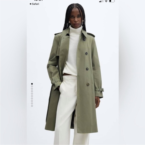 Mango Jackets & Blazers - NWT Mango Classic Trench Coat with Belt Green Cotton Size S